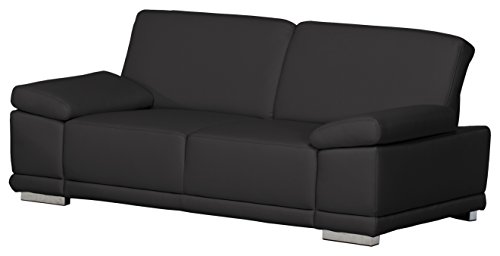 CAVADORE 3,5-Sitzer Ledersofa Corianne/Großes Sofa im Echtlederbezug und modernem Design/Mit verstellbaren Armlehnen/Größe: 248 x 80 x 99 (BxHxT) / Bezug: Echtleder schwarz