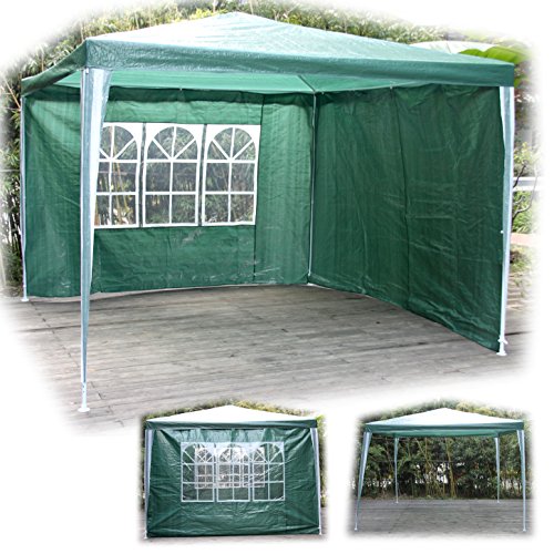 (893) "TIMOR" Pavillon Garten Partyzelt Camping Event-Bier-Zelt 4 Seitenteile 3x3 m (Grün)