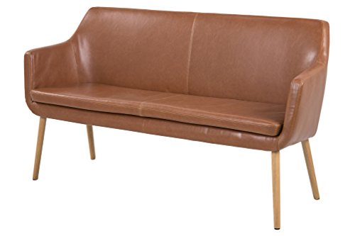 AC Design Furniture 63834 Sofabank Trine, Lederlook Vintage Cognac, Holzbein Eiche ölbehandelt
