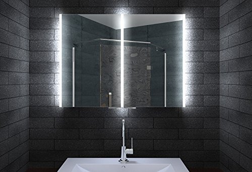 Aluminium Badschrank badezimmer spiegelschrank bad LED Beleuchtung 80 x 70 cm MLA8700