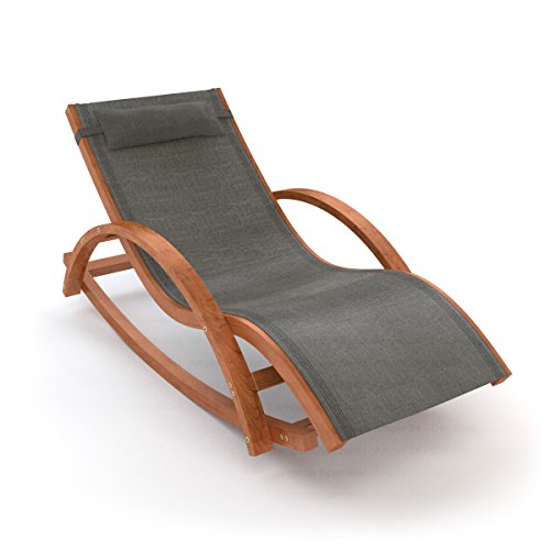 Relax Schaukelstuhl Rio | 100% wetterfeste Gartenliege | Relaxliege mit Armlehnen | Gartenmöbel aus vorbehandeltem Holz | Stuhl Bespannung braun
