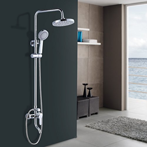 BONADE Elegant Chrom Duschsystem Wasserfall Regenbrause Kopfbrause Duschset Dusche Duschstange Handbrause , mit Thermostat Duscharmatur Duschset