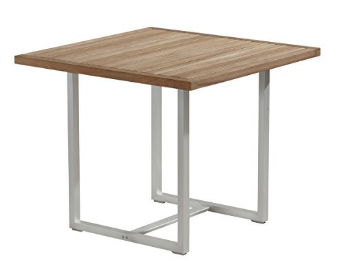 BALKE Tisch Venezuela, 90 x 90 cm, Aluminium und Teak