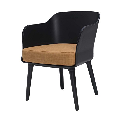 BUTIK Design Esszimmerstuhl Sax - Maße 77x61x49 cm - Sitzkissen aus hochwertiger Baumwolle (schwarz/braun)