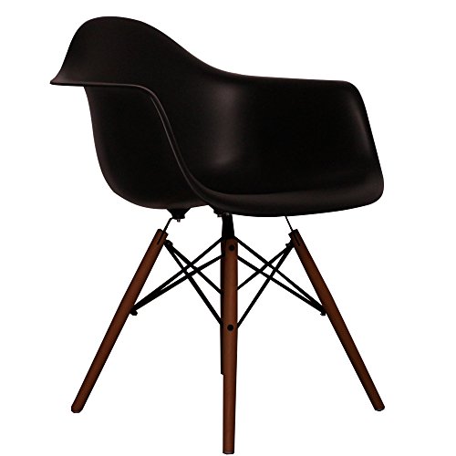 Black Eames Style DAW chair with walnut legs