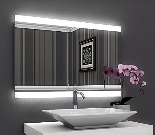 Bricode Süd Badezimmerspiegel Persis II (A) in verschiedenen Größen. Badspiegel mit LED Beleuchtung (warmweiß, 50cm x 75cm (bxh))