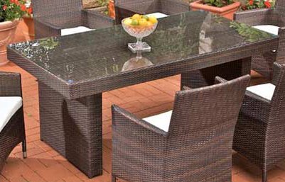 CLP Poly-Rattan Garten-Tisch AVIGNON, Größe: 180 x 90 cm, Höhe: 75 cm, bis zu 5 Rattan-Farben wählbar braun-meliert