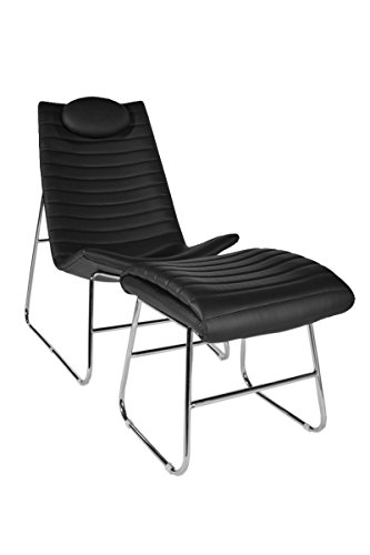 CLP ergonomischer Relax-Sessel PRIMUS mit Fußhocker, 5 cm dicke Polsterung (aus bis zu 3 Farben wählen) Schwarz