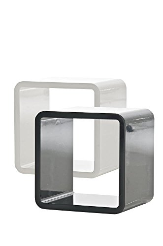 CLP moderner Design-Couchtisch VIVO in Würfelform 43 x 35 cm, Höhe 45 cm, mit edler Hochglanz Lackierung (aus bis zu 2 Farben wählen) Weiß glanz
