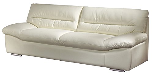 Cotta C060300 D211 3er Sofa, Kunstleder cremefarben, B / T / H 231 / 100 / 87 cm