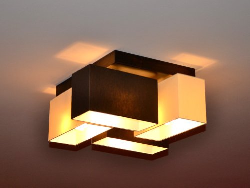 Deckenlampe Deckenleuchte Lampe Leuchte 4 flammig TOP Design Merano B4MIX (Creme - Braun)