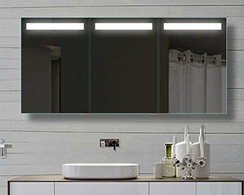 Design Aluminium Spiegelschrank mit LED Beleuchtung - XXL Spiegel 150cm 16018L