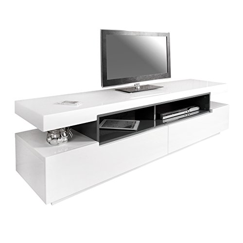 Design TV-Board Lowboard SASKIA Original MCA Hochglanz weiß-grau 160cm