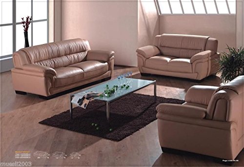 Design Voll-Leder-Sofa-Garnitur-Polstermöbel-Sessel 321-3+2+1