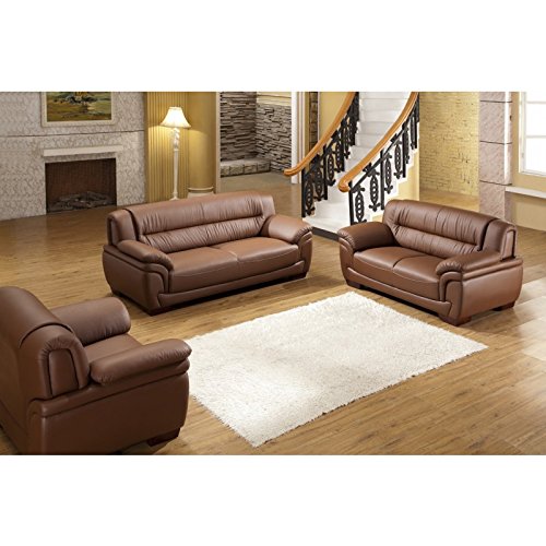 Design Voll-Leder-Sofa-Garnitur-Polstermöbel-Sessel 321-3+2+1-braun