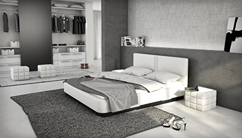 Zarina Designerbett mit LED / 180x200cm Bett / Polsterbett / Doppelbett / Kunstleder - weiß