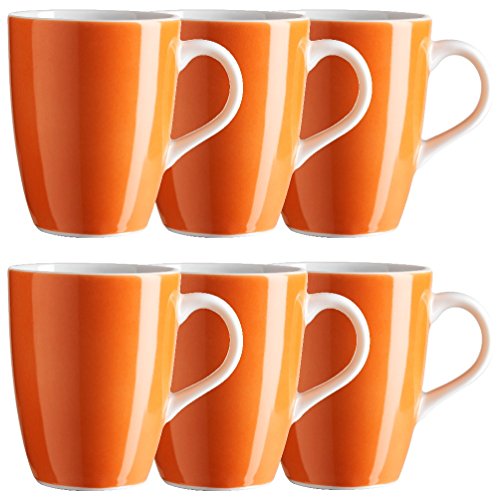 MÄSER, Serie Swoon, Kaffeebecher 37,5 cl, im 6er-Set, Porzellan Teller Set in der Trendfarbe Orange