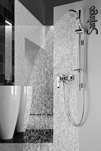 Dusch Set Brausegarnitur Duschstange mit variablen Bohrungen und Handbrause mit 5 Funktionen
