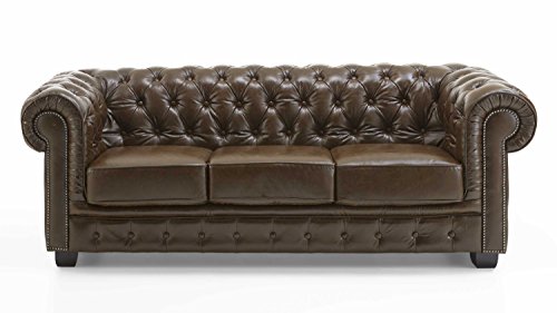 Echt Leder Sofa Chesterfield 3-Sitzer antik braun Couch Exclusive