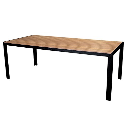 Wohaga Eleganter Aluminium Gartentisch Esstisch mit Polywood Tischplatte in der Farbe Braun 205x90x74cm mit Niveauausgleich Esszimmertisch Gartenmöbel Terrassenmöbel