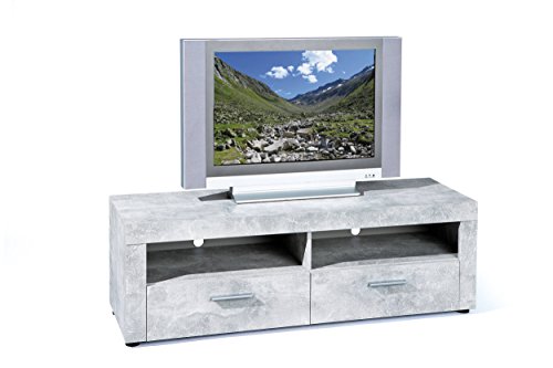 Inter Link 19603220 TV-Möbel, melaminharzbeschichtete Flachpressplatte, betondekor, 134 x 42 x 43 cm