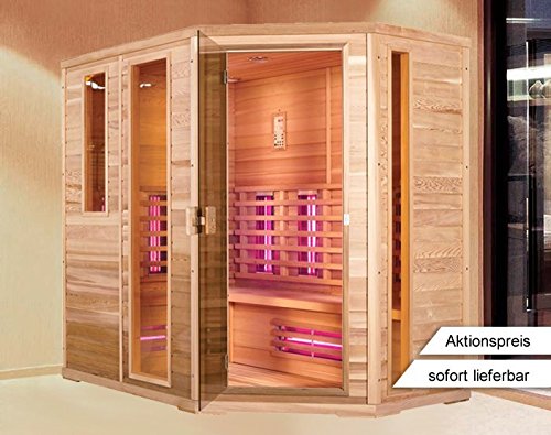 Infrarotkabine | Infrarot | Wärmekabine | Infrarotsauna | Sauna 210 x 140 I Rechts Hemlock Holz, Strahler Art:Dual Strahler