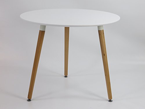 Inspiration Retro Tisch MDF rund 90 cm Durchmesser in Weiß