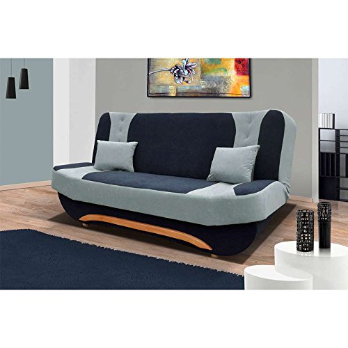 JUSTyou Eva II Einzelsofa Sofa Schlafsofa Mikrofaser (HxBxT): 100x200x95 cm Schwarz Grau