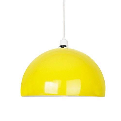 MiniSun – Kuppelförmiger und glänzender Lampenschirm aus gelbem und weißem Metall – für Hänge- und Pendelleuchte