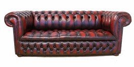 LEDERSOFA LEDER Sofa, Edwardianischer Stil, Antik Oxblood