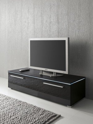 Lowboard TV-Schrank 120 cm schwarz Fronten hochglanz, optional LED-Beleuchtung, Beleuchtung:ohne Beleuchtung