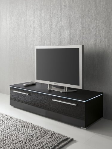 Lowboard TV-Schrank 150 cm schwarz Fronten hochglanz, optional LED-Beleuchtung, Beleuchtung:ohne Beleuchtung