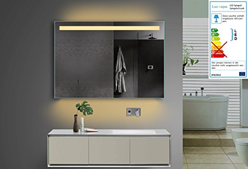 Lux-aqua Design Badezimmerspiegel mit Kalt/Warmlicht wÃ¤hlbar Sowie Steckdose. 100x70 cm
