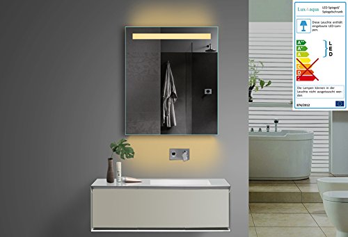 Lux-aqua Design Badezimmerspiegel mit Kalt/Warmlicht wählbar Sowie Steckdose. 60x70 cm