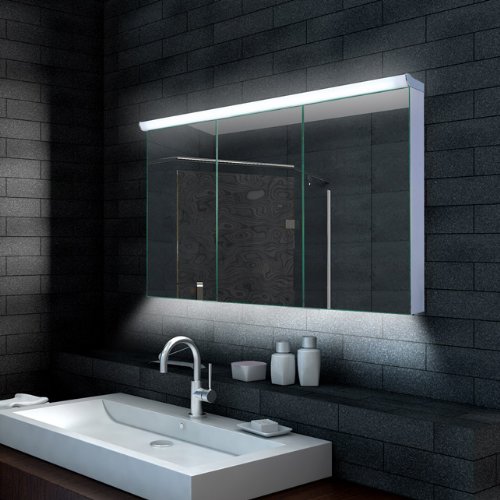Lux-aqua Design Badezimmer Spiegelschrank mit LED Beleuchtung 120 x 70 cm - LMC12070
