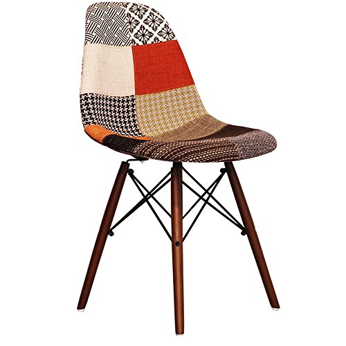 Patchwork Eames Style DSW chair with walnut legs
