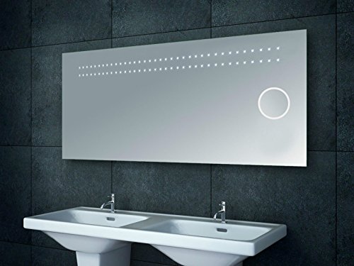 Badezimmerspiegel Wandspiegel mit Schminkspiegel LED-Beleuchtung XXL - 140x60x4,5 cm