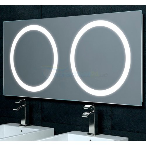 René Bugil Badezimmerspiegel für Doppelwaschtisch mit Beleuchtung 120x55cm
