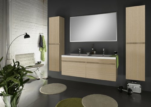 SAM® Badmöbel Set 4tlg Komplettset in matter Sonomaeiche, 140 cm breiter Doppel-Waschplatz, Badezimmermöbel bestehend…