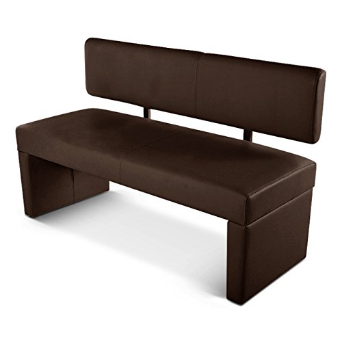 SAM® Esszimmer Sitzbank Sabrina, 140 cm, in braun, Sitzbank mit Rückenlehne aus Samolux®-Bezug, angenehmer Sitzkomfort, frei im Raum aufstellbare Bank