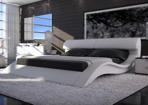 SAM® Polsterbett Innocent Bett Allure in weiß 160 x 200 cm geschwungene Seitenteile Kopfteil aufklappbar modernes Design Wasserbett geeignet
