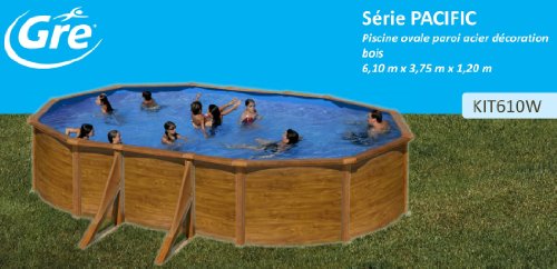Gre kit610 W – Pool oval 4 seitenverstärkungen Dekoration Holz Maße: 610 x 375 h 120