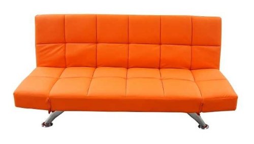 Schlafsofa Bettsofa Bettcouch Schlafcouch Sofa Couch Leder Optik orange