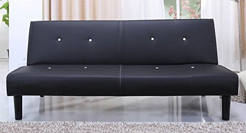 Paulo Schlafsofa / Schlafcouch / Sofa / Couch Kunstleder schwarz-weiss