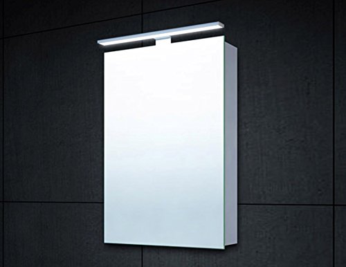 Smart Spiegelschrank Bad LED Beleuchtung Steckdose 2 Glasablageböden Aluminium Rahmen 60x40cm