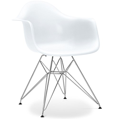 Esszimmerstuhl Stuhldesign Stuhl Küchenstuhl - Arms Chrome Style - Weiß - 80 cm x 61 cm x 61 cm - SANTANI MOBILI