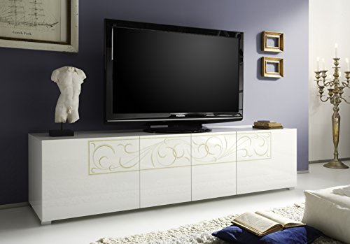 TV Schrank Padua 4-türig, 190 x 48 x 51 cm, weiß hochglanz