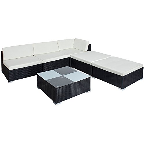TecTake Hochwertige Luxus Lounge Set Poly-Rattan Sitzgruppe aus Aluminium schwarz