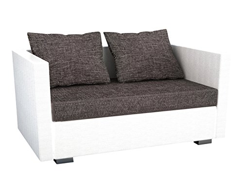 VCM 904087 2-er Couch Sinsa Kunstleder, Sofa mit Schlaffunktion, weiß