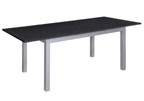 Voll Aluminium Gartentisch 150/210 x 90 cm mit Synchronauszug von Doppler silber schwarz